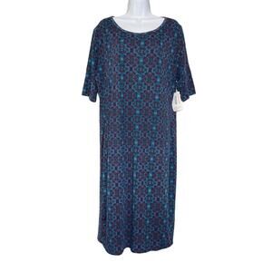 LuLaRoe Julia Sheath Dress Batik Ikat Print Pencil Straight Plus Size 3XL NWT